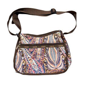 LeSportsac paisley earth tones vintage crossbody/shoulder everyday bag